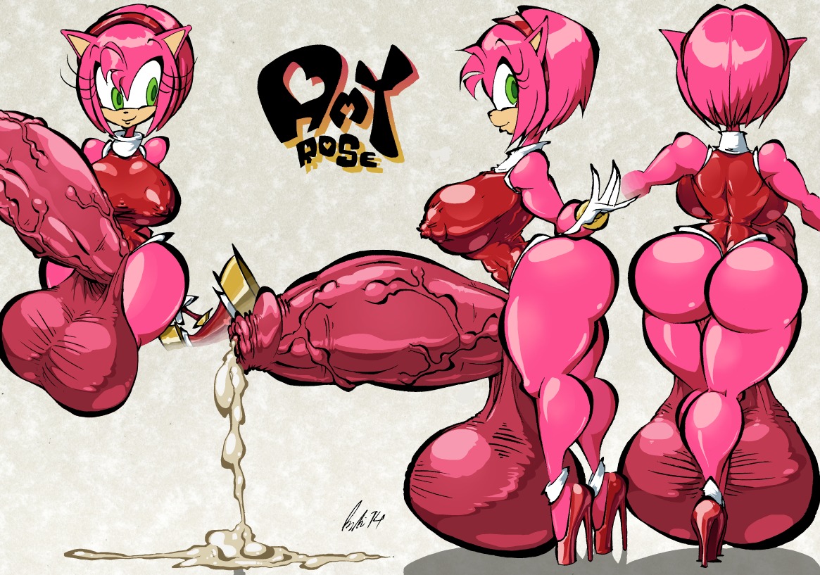 accessory amy_rose anthro anthrofied backsack balls big_balls big_butt big_penis bodily_fluids breasts brendancorris butt cum darkened_balls darkened_genitalia darkened_penis e621 erection eulipotyphlan foreskin genital_fluids genitals green_eyes gynomorph hair_accessory hairband hedgehog huge_balls huge_penis hyper hyper_balls hyper_genitalia hyper_penis intersex mammal penis pink_body sega solo sonic_the_hedgehog_(series) thick_thighs tight_foreskin vein veiny_penis wide_hipped_gynomorph wide_hipped_intersex wide_hips