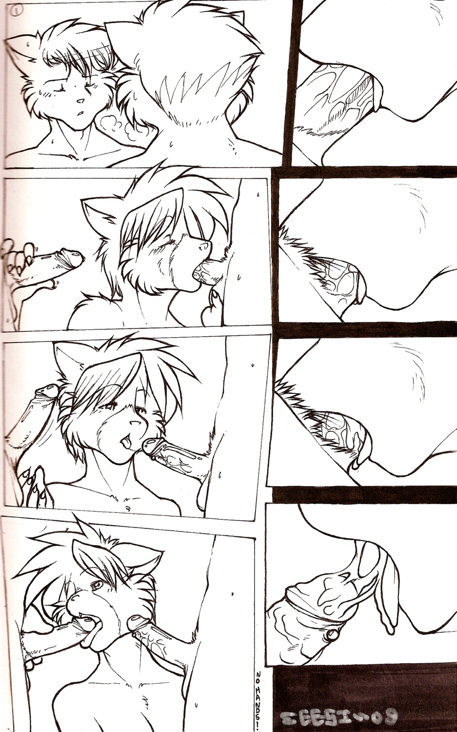 2009 absurd_res anthro deep_throat digital_media_(artwork) domestic_cat e621 erection felid feline felis fellatio genitals group group_sex hi_res humanoid_genitalia humanoid_penis male male/male male_penetrated male_penetrating male_penetrating_male mammal meesh nude oral oral_penetration pen_(artwork) penetration penile penis sex threesome traditional_media_(artwork) trio