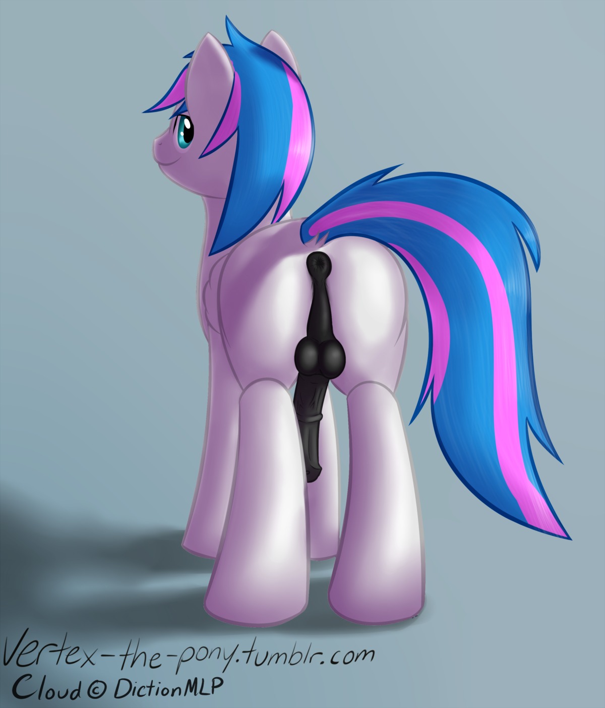2013 absurd_res anus backsack balls blue_eyes butt e621 equid equine erection fan_character feral genitals hair hasbro hi_res looking_at_viewer looking_back male mammal multicolored_hair my_little_pony mythological_creature mythological_equine mythology pegasus penis perineum presenting quadruped simple_background solo tail two_tone_hair vertex white_body wings