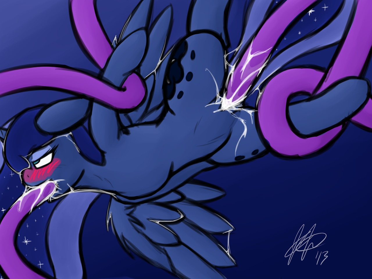 4:3 amnease blue_background blue_body blue_eyes blue_feathers blue_fur blue_hair blue_tail blush bodily_fluids consentacles cosmic_hair cosmic_tail cum cutie_mark digital_media_(artwork) double_penetration e621 equid equine ethereal_hair feathered_wings feathers female feral friendship_is_magic fur genital_fluids genitals hair hasbro horn mammal multiple_penetration my_little_pony mythological_creature mythological_equine mythology oral oral_penetration penetration princess_luna_(mlp) pseudo_hair sex simple_background solo suspension tail tentacle_in_mouth tentacle_penetration tentacle_sex tentacles vaginal vaginal_penetration vulva winged_unicorn wings