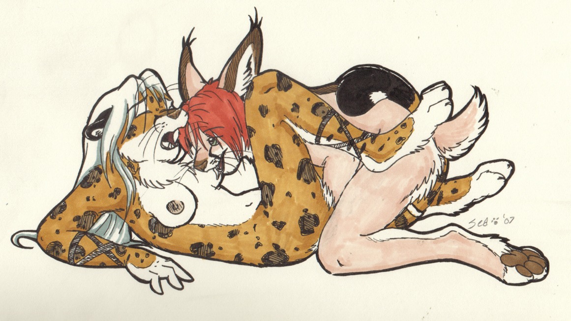 2007 anthro anthro_on_anthro arm_support backward_arm_support bent_arm bent_legs bent_over breast_play breasts caracal caracal_(genus) duo e621 ear_tuft emilee eyes_closed felid feline female female/female fingering fur green_eyes hair humanoid_pointy_ears inner_ear_fluff jaguar kneeling looking_pleasured lying lynx mammal markings navel nipples nude nuzzling on_back open_mouth pantherine pawpads pointy_ears raised_leg raised_tail red_hair round_ears seasenshi sex sheela_(darkrisika) simple_background spots spotted_body spotted_fur suckling tail tail_on_back traditional_media_(artwork) translucent translucent_hair tuft vaginal vaginal_fingering whiskers white_background white_hair