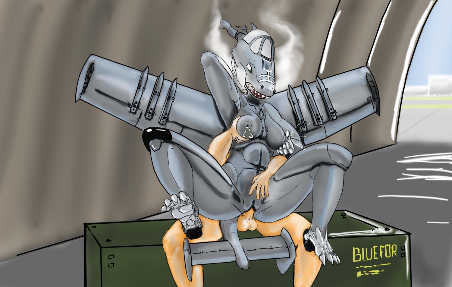 a-10 absurd_res aeromorph aircraft airplane anthro balls bodily_fluids breast_grab breasts digital_media_(artwork) duo e621 erection female female_penetrated genitals green_eyes hand_on_breast hi_res human human_on_anthro interspecies jet lactating living_aircraft living_machine living_vehicle machine male male/female male_penetrating male_penetrating_female mammal nipples penetration penile penile_penetration penis penis_in_vagina redout sex sharp_teeth smoke spread_legs spreading teeth vaginal vaginal_penetration vehicle vulva wings