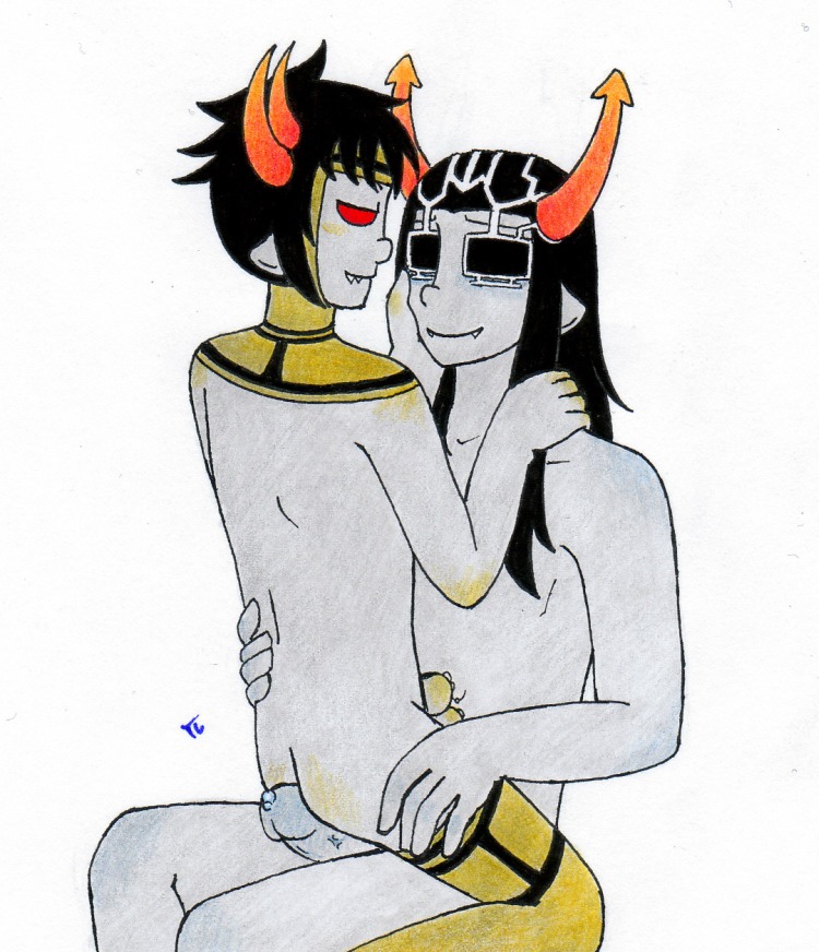2boys ancestor_(homestuck) ancestors ass black_hair blush diphallia diphallism expatriate_darkleer gay grey_skin homestuck horns long_hair male ms_paint_adventures multi_genitalia multi_penis naked pandemoniumincarnate penis pointy_ears red_eyes rule34 sharp_teeth short_hair smile source_request stockings sunglasses the_psiioniic troll white_background