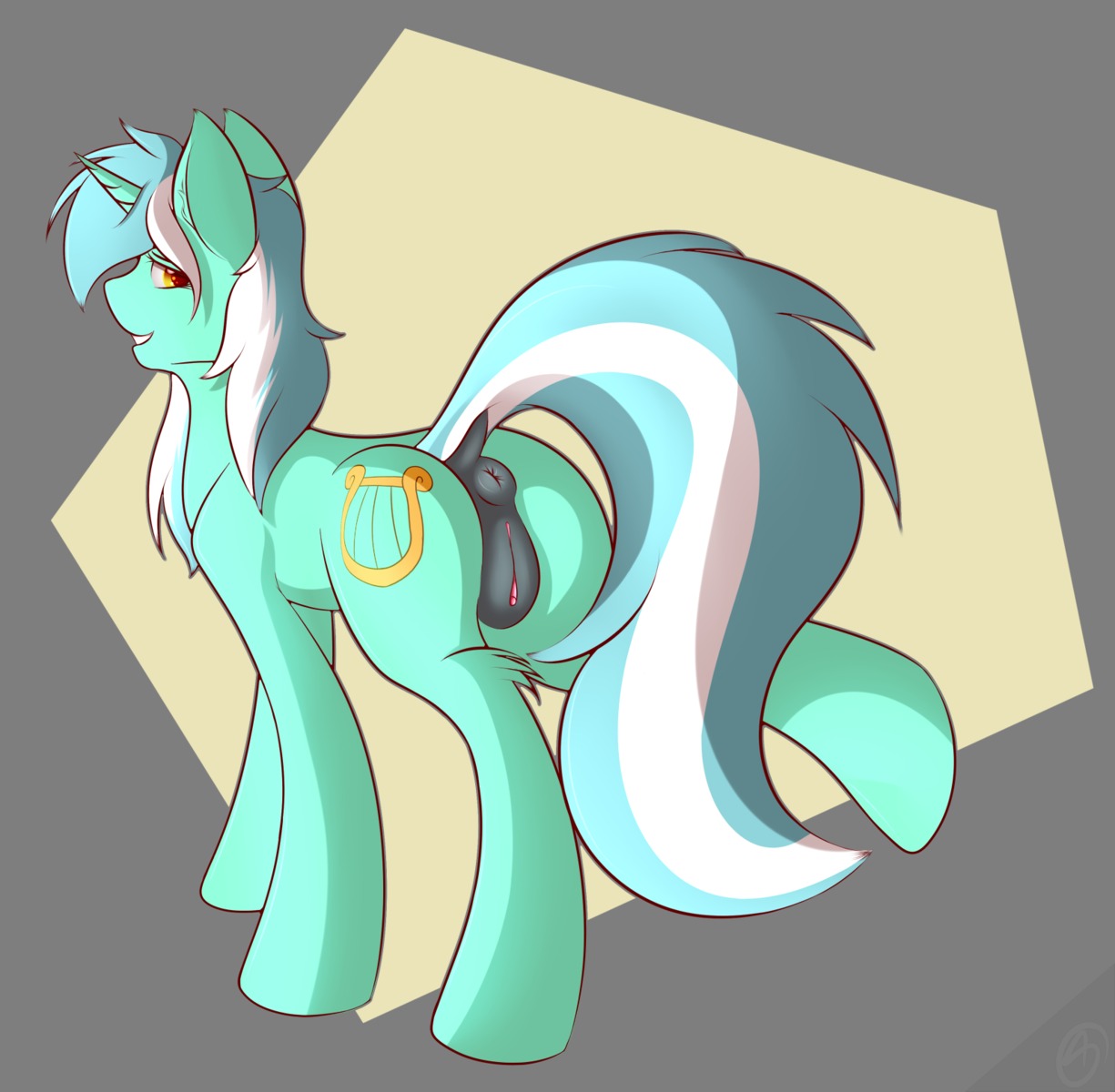 abstract_background alpha_channel anus butt capseys cutie_mark e621 equid equine female feral friendship_is_magic genitals hasbro hi_res horn looking_at_viewer looking_back lyra_heartstrings_(mlp) mammal my_little_pony mythological_creature mythological_equine mythology presenting presenting_hindquarters presenting_vulva simple_background solo unicorn vulva