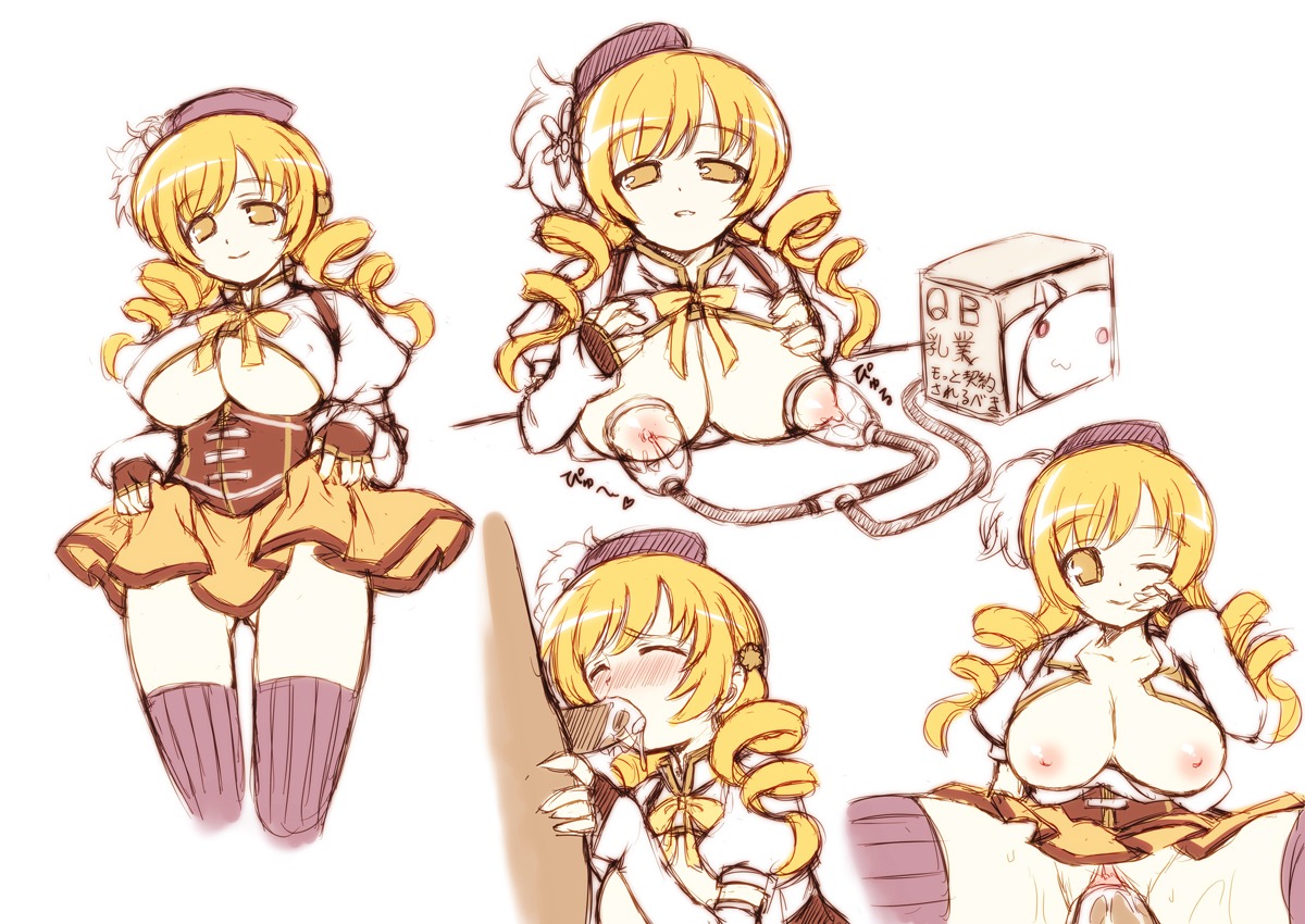 1boy 1girls artist_request blush boobs breasts cleavage curvaceous curvy curvy_body curvy_female curvy_figure erect_penis erection fellatio female human humanoid lactation mahou_shoujo_madoka_magica male nipples oral oral_sex penis pussy rule34 sex straight sucking sucking_penis tomoe_mami uncensored wink young