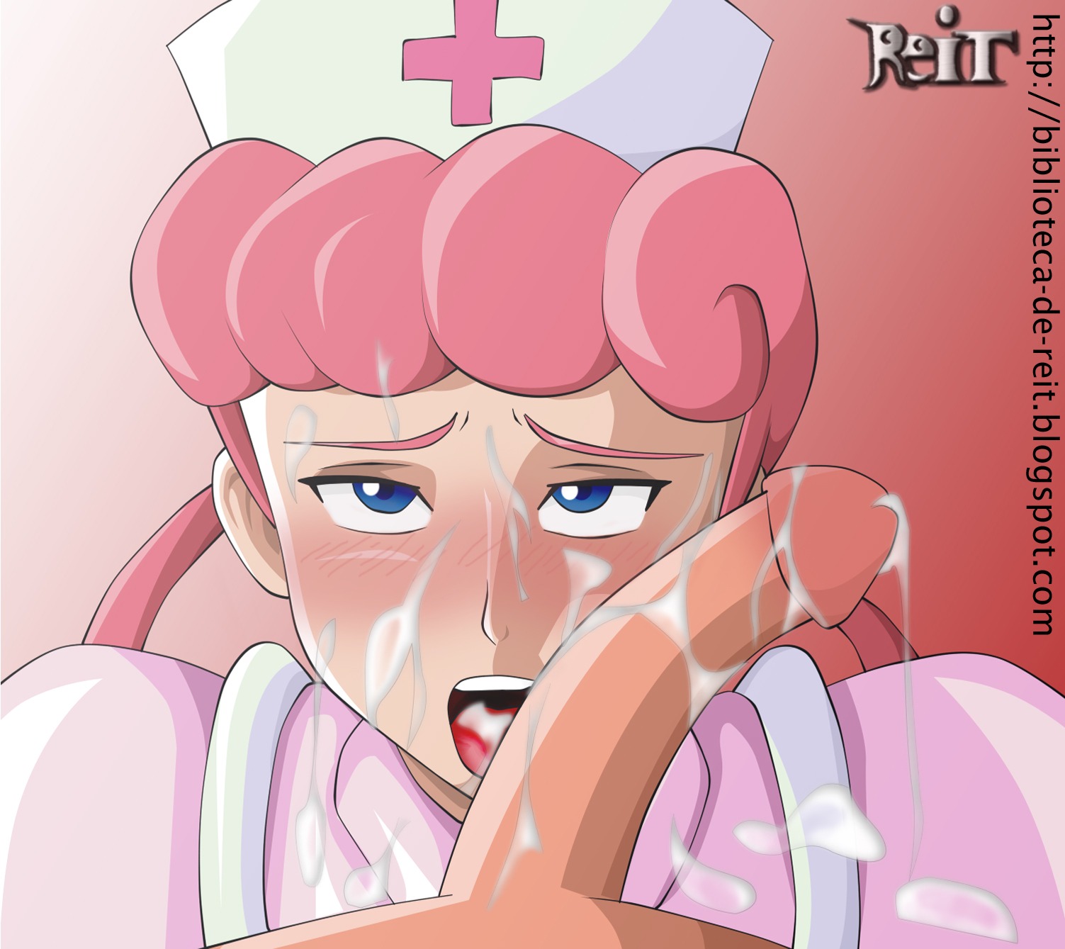 blush clothes color cum female hair human male male_pov nurse_joy penis pink_hair pokemon pov reit rule34 tagme