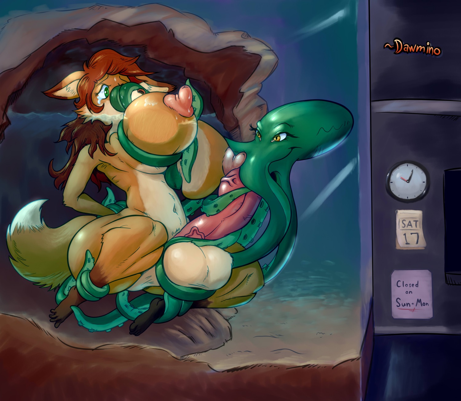 absurd_res anal anal_penetration anthro aquarium aquatic areola ball_fondling balls big_balls big_breasts big_penis bodily_fluids bound breast_squeeze breasts calendar canid canine cephalopod clock cock_and_ball_torture coleoid crying dawmino digital_media_(artwork) duo e621 erection fellatio fondling forced fox fur genital_torture genitals green_eyes gynomorph hair hi_res huge_balls huge_breasts huge_penis hyper hyper_balls hyper_breasts hyper_genitalia hyper_penis intersex mammal mollusk muzzle_(object) muzzled nipples nude octopodiform oral penetration penile penis rape sex smaller_version_at_source squeezing tears tentacle_sex tentacles underwater vivarium water yellow_eyes