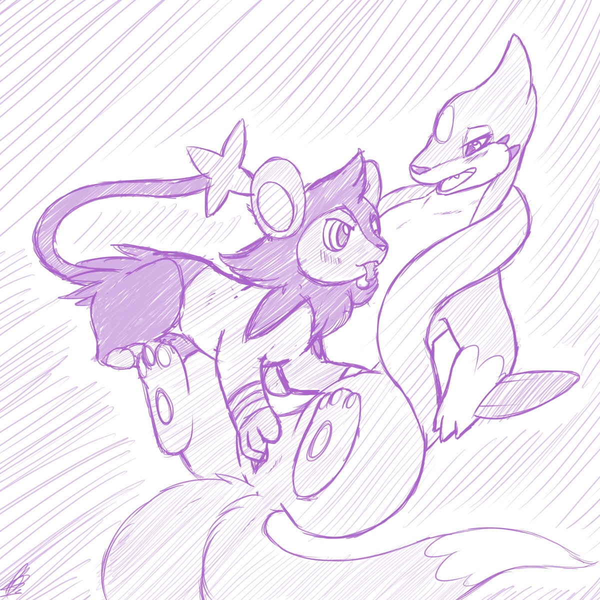 1:1 anus blush duo e621 felid female feral floatzel generation_4_pokemon genitals hi_res interspecies licking luxio male male/female mammal monochrome nintendo pokemon pokemon_(species) shikaro tail tongue tongue_out vulva