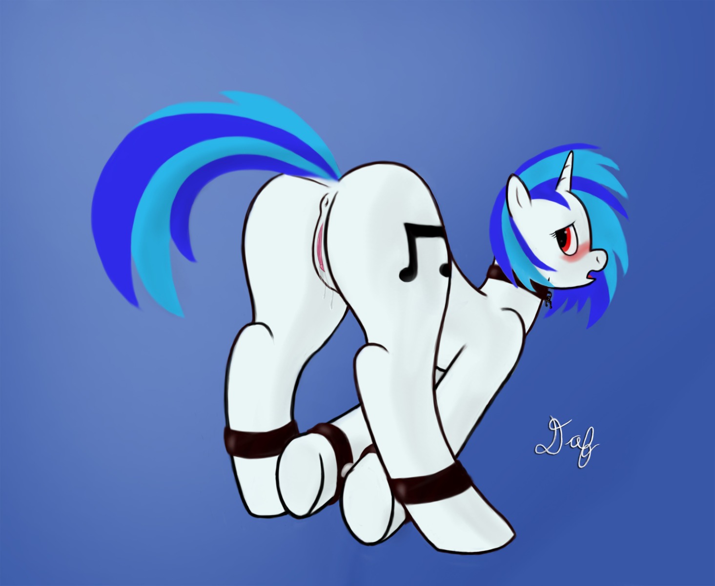 absurd_res anus bdsm blue_hair blush bondage bound butt collar cutie_mark daf digital_media_(artwork) e621 equid equine female feral friendship_is_magic genitals hair hasbro hi_res horn mammal multicolored_hair my_little_pony mythological_creature mythological_equine mythology red_eyes solo submissive submissive_female tail two_tone_hair unicorn vinyl_scratch_(mlp) vulva wrists_to_ankles