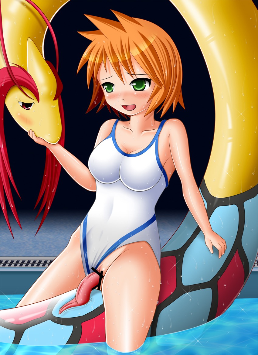 1girls bar_censor blush breasts censor_bar censored clothed_sex clothing female green_eyes gym_leader human interspecies kasumi_(pokemon) male male_pokemon/female_human medium_breasts milokaross milotic misty_(pokemon_hgss) nintendo one-piece_swimsuit open_mouth orange_hair penetration penis pokemon pokemon_hgss pokephilia pool pussy red_eyes red_hair rule34 sex spread_legs straight swimsuit swimsuit_aside vaginal_penetration water yoji_fukaumi