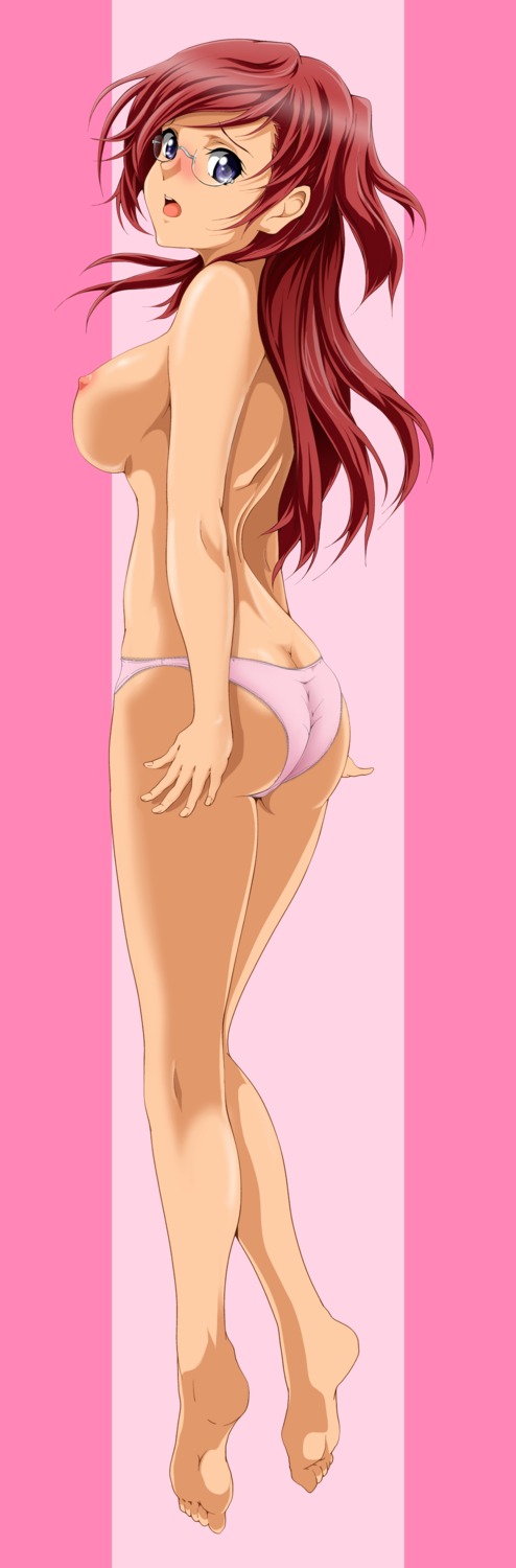 ano_natsu_de_matteru ass breasts female glasses high_resolution long_hair otokojuku panties pointy_chin red_hair rule34 takatsuki_ichika