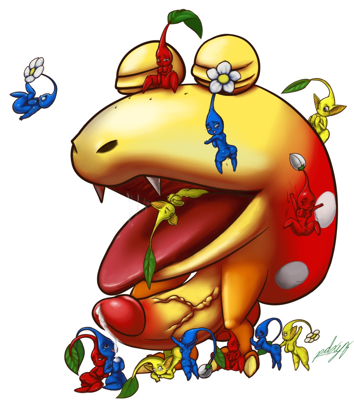 breasts bulborb female feral male nintendo pdxyz penis pikmin rule34 tongue tongue_out vore