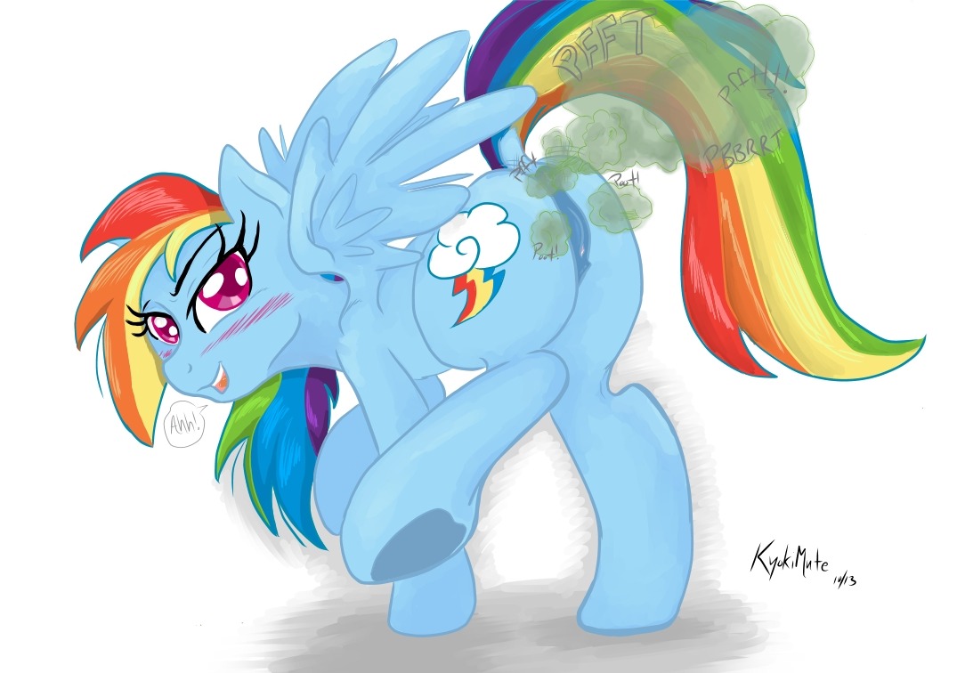 2013 anus blue_body blue_feathers blue_fur blush butt cutie_mark e621 equid equine fart fart_cloud fart_fetish feathered_wings feathers female feral friendship_is_magic fur genitals green_fart_cloud hair hasbro mammal multicolored_hair multicolored_tail my_little_pony mythological_creature mythological_equine mythology pegasus purple_eyes rainbow_dash_(mlp) rainbow_hair rainbow_tail rhk solo standing tail vulva wings