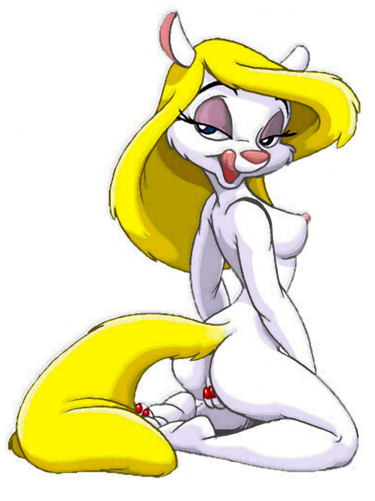 animaniacs anthro ass breasts color female female_only fingering fur furry masturbation minerva_mink mink nipples nude rule34 side_view sitting solo tagme white_fur