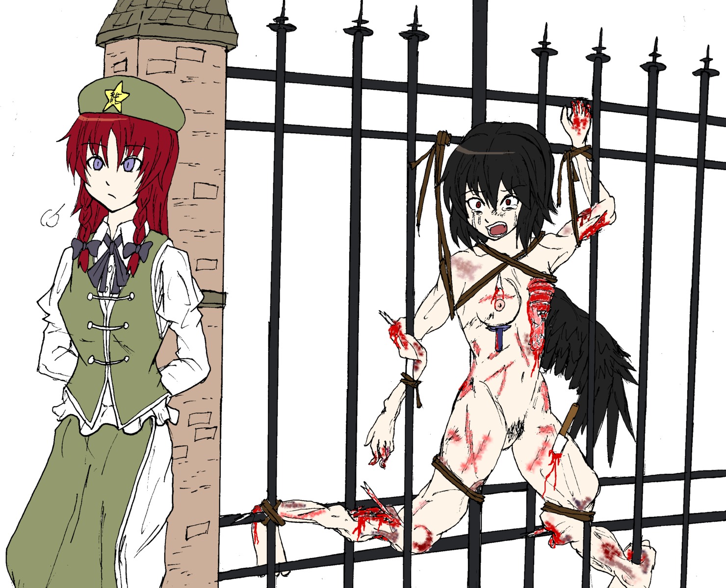 female hong_meiling rule34 shameimaru_aya tagme touhou