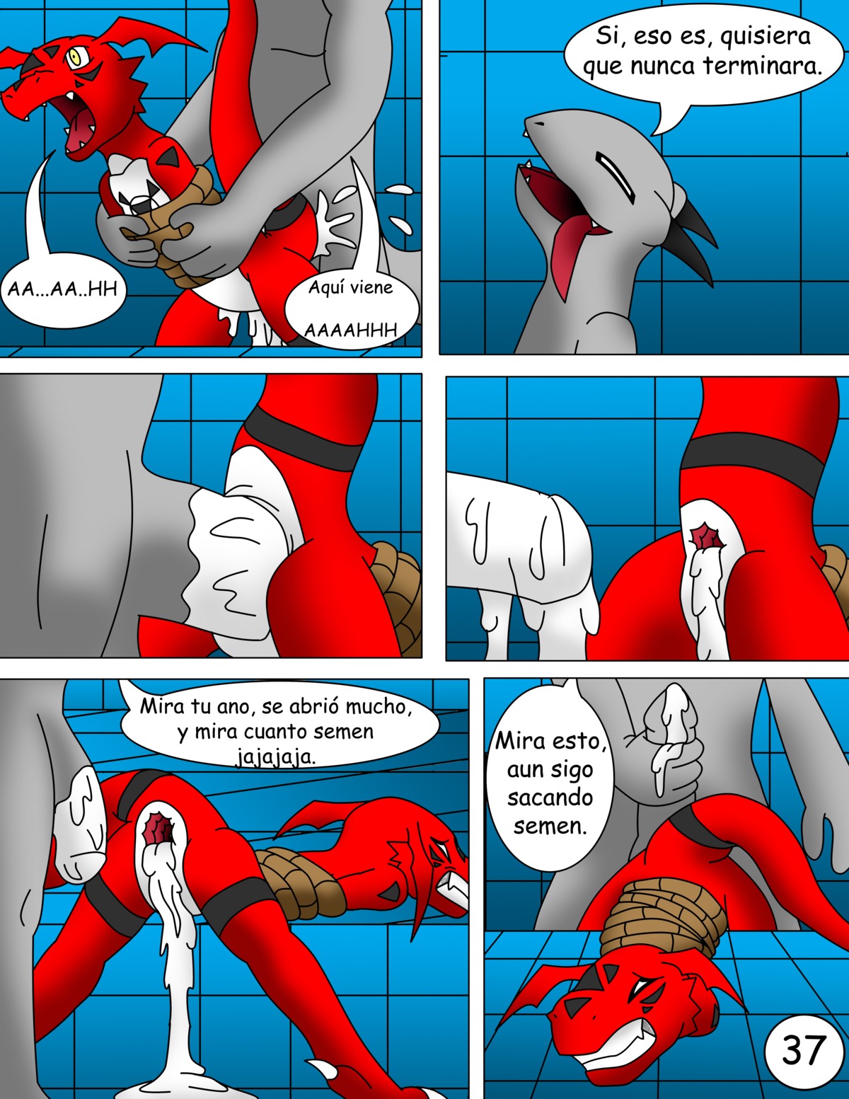 absurd_res adolescent age_difference anal anthro bandai_namco bodily_fluids comic crocodile crocodilian crying cum cum_in_ass cum_inside cum_on_hand cum_on_penis dialogue digimon digimon_(species) digital_media_(artwork) dominant dragon duo e621 erection eyes_closed forced genital_fluids genitals guilmon hector21314 hi_res horn larger_dom male male/male male_penetrated male_penetrating male_penetrating_male multiple_scenes mythological_creature mythological_scalie mythology nude open_mouth penetration penis rape reptile scalie sex size_difference spanish_text tail tears text thick_penis tongue tongue_out translated violence young