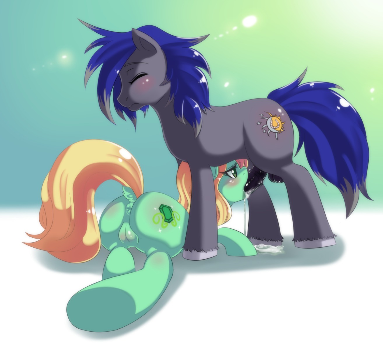 animal_genitalia animal_penis anus blush bodily_fluids body_blush butt butt_blush cum cum_in_mouth cum_inside cutie_mark duo e621 equid equine equine_genitalia equine_penis erection fan_character fellatio female female_penetrated feral fetlocks genital_fluids genitals hasbro hi_res hooves horse lying male male/female male_penetrating male_penetrating_female mammal my_little_pony on_front oral oral_penetration penetration penile penis pony princess_hinghoi sex shy vulva vulva_blush