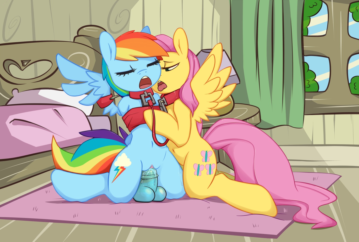bdsm blue_body blue_feathers blue_fur bodily_fluids bondage bound collar cutie_mark dildo dildo_in_vagina dildo_insertion dildo_sitting dominant dominant_female duo e621 equid equine eyes_closed feathered_wings feathers female female/female feral fluttershy_(mlp) friendship_is_magic fur genital_fluids genitals grumblepluck hair hasbro hi_res kneeling leash mammal masturbation multicolored_hair multicolored_tail my_little_pony mythological_creature mythological_equine mythology nude open_mouth pegasus penetration petplay rainbow_dash_(mlp) rainbow_hair rainbow_tail roleplay sex_toy sex_toy_in_vagina sex_toy_insertion submissive submissive_female tail vaginal vaginal_fluids vaginal_masturbation vaginal_penetration vulva wings yellow_body yellow_feathers