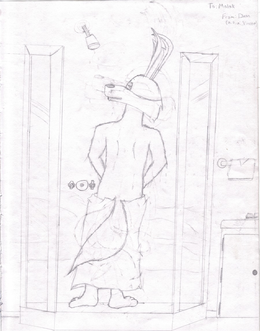 anthro back_view canine coyote fur furry indoors loonatics_unleashed male male_only mammal monochrome rule34 shower shower_head solo standing tail tech_e._coyote topless towel