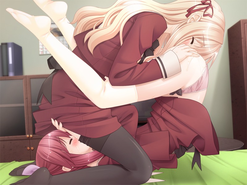 2girls 69 black_legwear blonde_hair blue_eyes blush cg closed_eyes clothed_sex cunnilingus eroge female fuguriya game_cg hair_ribbon legs_up long_hair matsubara_yuna matsubara_yuuna multiple_females multiple_girls mutual_yuri oda_nanami oral panties pantyhose pantyhose_pull peko petals pink_panties ponytail purple_eyes purple_hair pussy pussy_juice red_eyes red_hair ribbon rule34 school_uniform schoolgirl sono_hanabira_ni_kuchizuke_wo thighhighs tied_hair twintails underwear white_legwear yuri