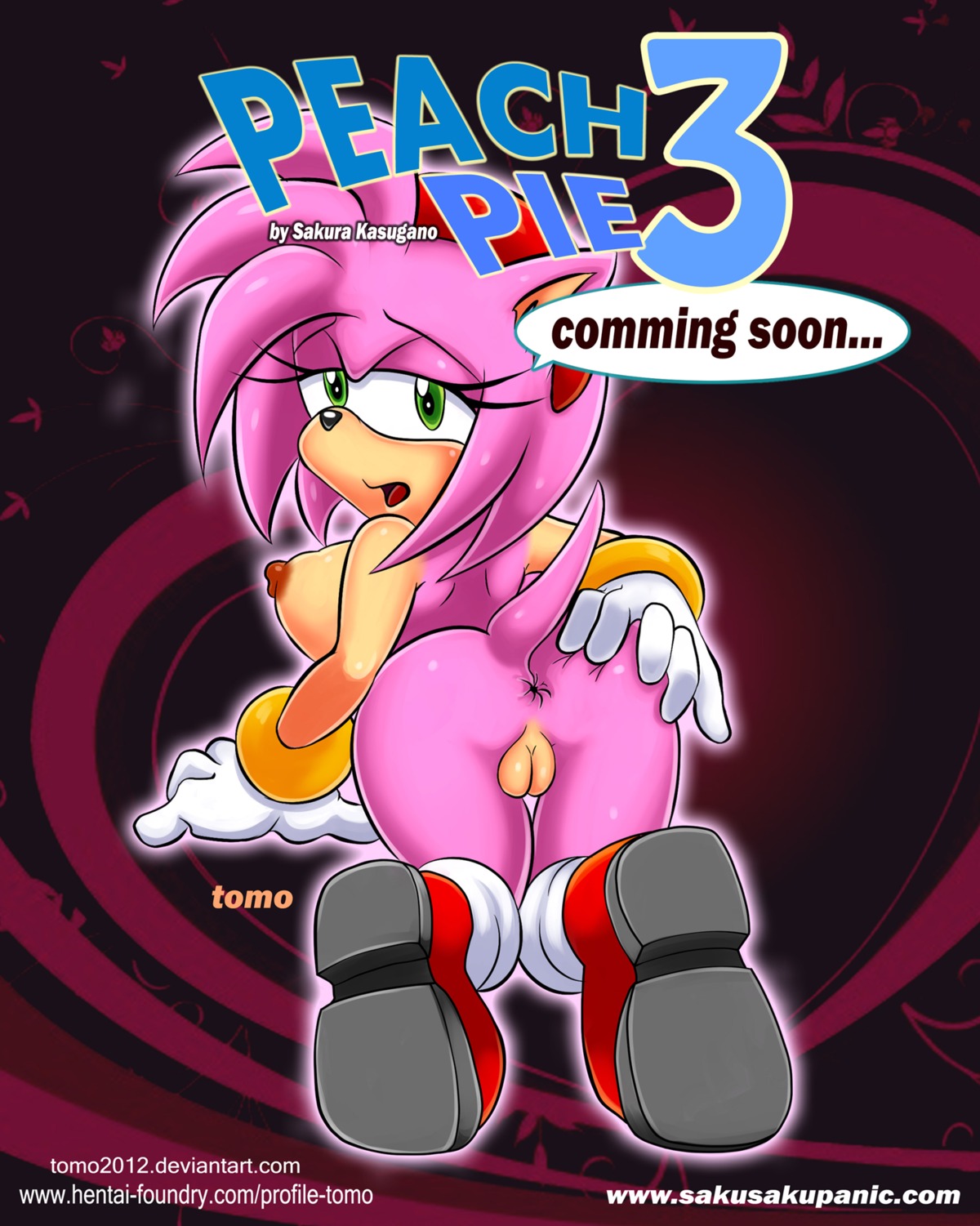 amy_rose anthro anus big_breasts big_butt biped breasts butt clothing e621 english_text eulipotyphlan female footwear genitals green_eyes hair hedgehog hi_res mammal nipples nude pink_hair presenting presenting_hindquarters sega shoes solo sonic_the_hedgehog_(series) text tomo2012 vulva