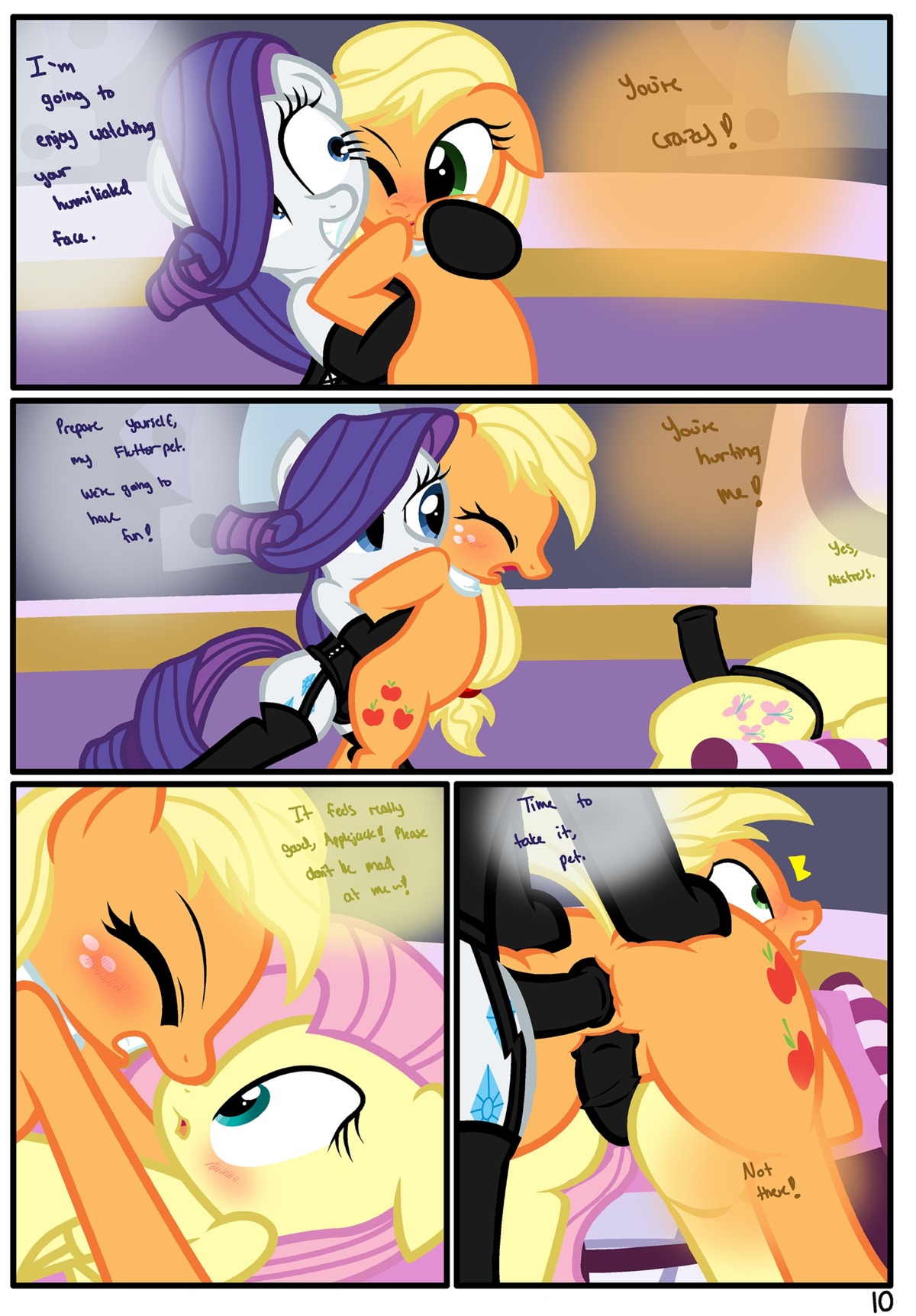 2013 absurd_res anal anal_penetration applejack_(mlp) blonde_hair blue_eyes blush border comic cutie_mark dialogue dildo e621 earth_pony english_text equid equine feathered_wings feathers female female/female feral fluttershy_(mlp) forced freckles friendship_is_magic fur green_eyes group hair hasbro hi_res horn horse mammal my_little_pony mythological_creature mythological_equine mythology object_in_ass open_mouth orange_body orange_fur pegasus penetration pink_hair pony prodding purple_hair pyruvate rape rarity_(mlp) sex sex_toy sex_toy_in_ass sex_toy_in_vagina sex_toy_insertion smile strapon strapon_in_ass strapon_in_pussy strapon_insertion strapon_sex straps tail text toying_partner unicorn vaginal vaginal_penetration wearing_strapon white_body white_border white_fur wings yellow_body yellow_feathers yellow_fur