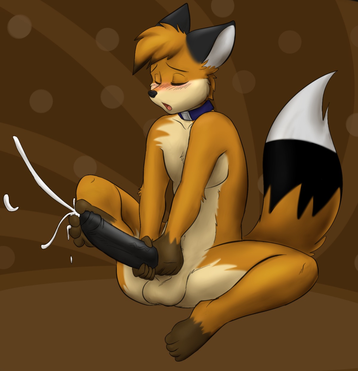 4_toes anthro autofootjob balls big_balls big_penis biped black_penis blush bodily_fluids canid canine collar cum cum_on_feet cumshot e621 ejaculation erection eyes_closed feet fluffy fluffy_tail foot_fetish foot_play foreskin fox fur genital_fluids genitals gloves_(marking) hair hana-nezumi hi_res hindpaw humanoid_genitalia humanoid_penis kintuse male mammal markings masturbation moan nude open_mouth orgasm partially_retracted_foreskin paws penile penile_masturbation penis sitting skidd soles solo spread_legs spreading tail toes vein