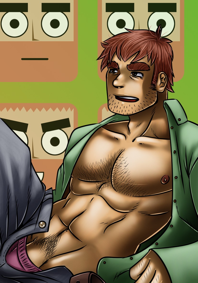 1boy beard_stubble body_hair facial_hair joseph_(scott_pilgrim) male male_nipples male_only male_pubic_hair muscular muscular_male nipples open_pants open_shirt penis penis_peek pubic_hair red_hair rule34 scott_pilgrim solo stephen_stills tagme