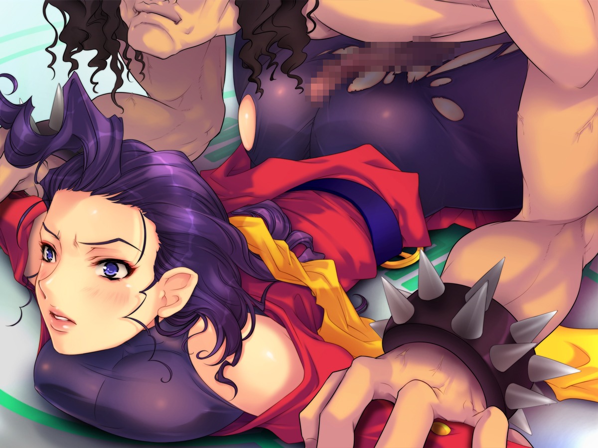 censored female final_fight hugo_andore purple_hair rose_(street_fighter) rule34 straight_hair street_fighter yoko_jyusuke