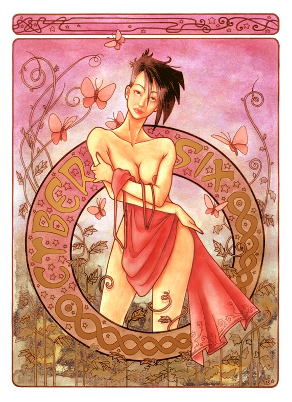 1girls adrian_seidelman artist_request black_hair breasts cybersix female nipples rule34 solo tagme