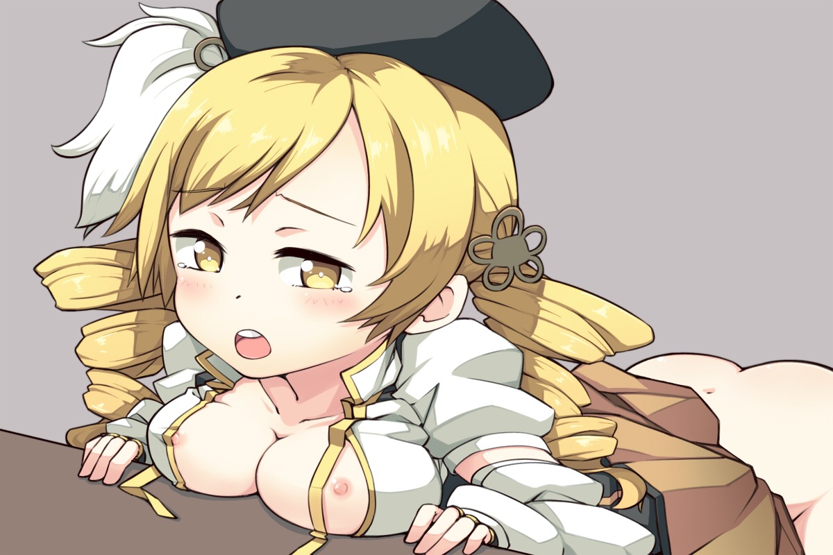 ass blush breasts female large_breasts mahou_shoujo_madoka_magica nipples rule34 tear tomoe_mami