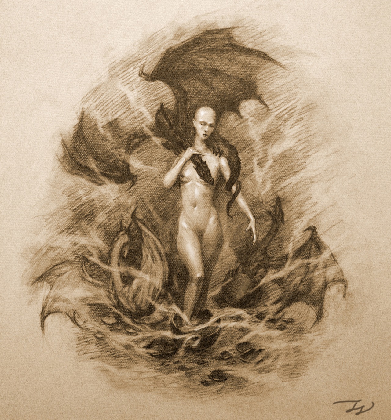 1girls 2d a_song_of_ice_and_fire artist_request bald bald_female breasts daenerys_targaryen dragon female female_pubic_hair game_of_thrones literature lore_accurate monochrome naked nipples no_bra no_clothes no_hair no_panties nude nude_female pubic_hair pussy rule34 sketch tagme