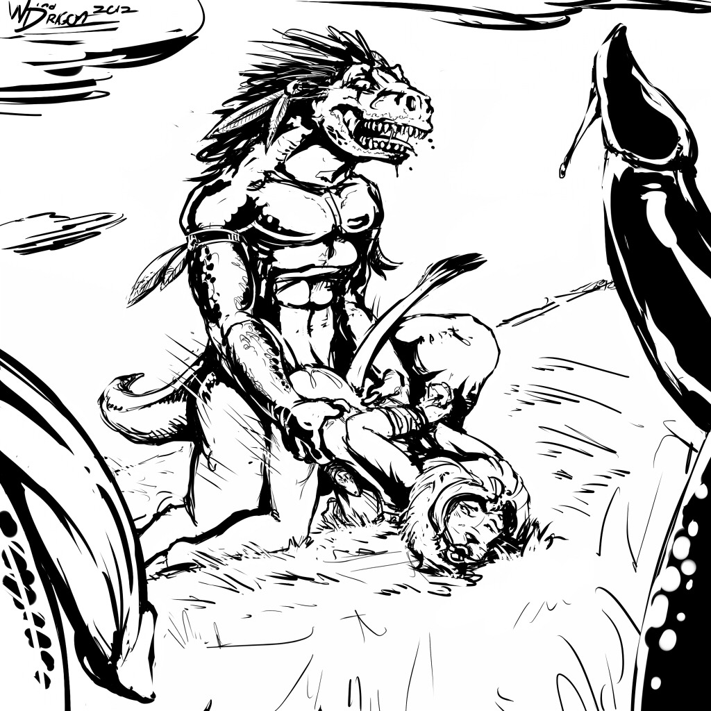 1:1 2012 all_fours anal anal_penetration anthro anthro_on_anthro dinosaur doggystyle dromaeosaurid duo e621 erection felid from_behind_position genitals interspecies lion male male/male male_penetrated male_penetrating male_penetrating_male mammal monochrome pantherine penetration penis prehistoric_species reptile saurischian scalie sex tail theropod velociraptor winddragon