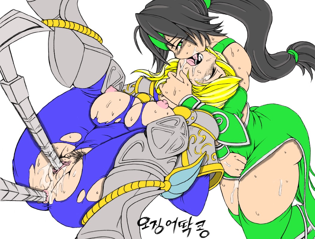 akali_jhomen_tethi blonde_hair female kimmundo league_of_legends luxanna_crownguard rule34 tagme