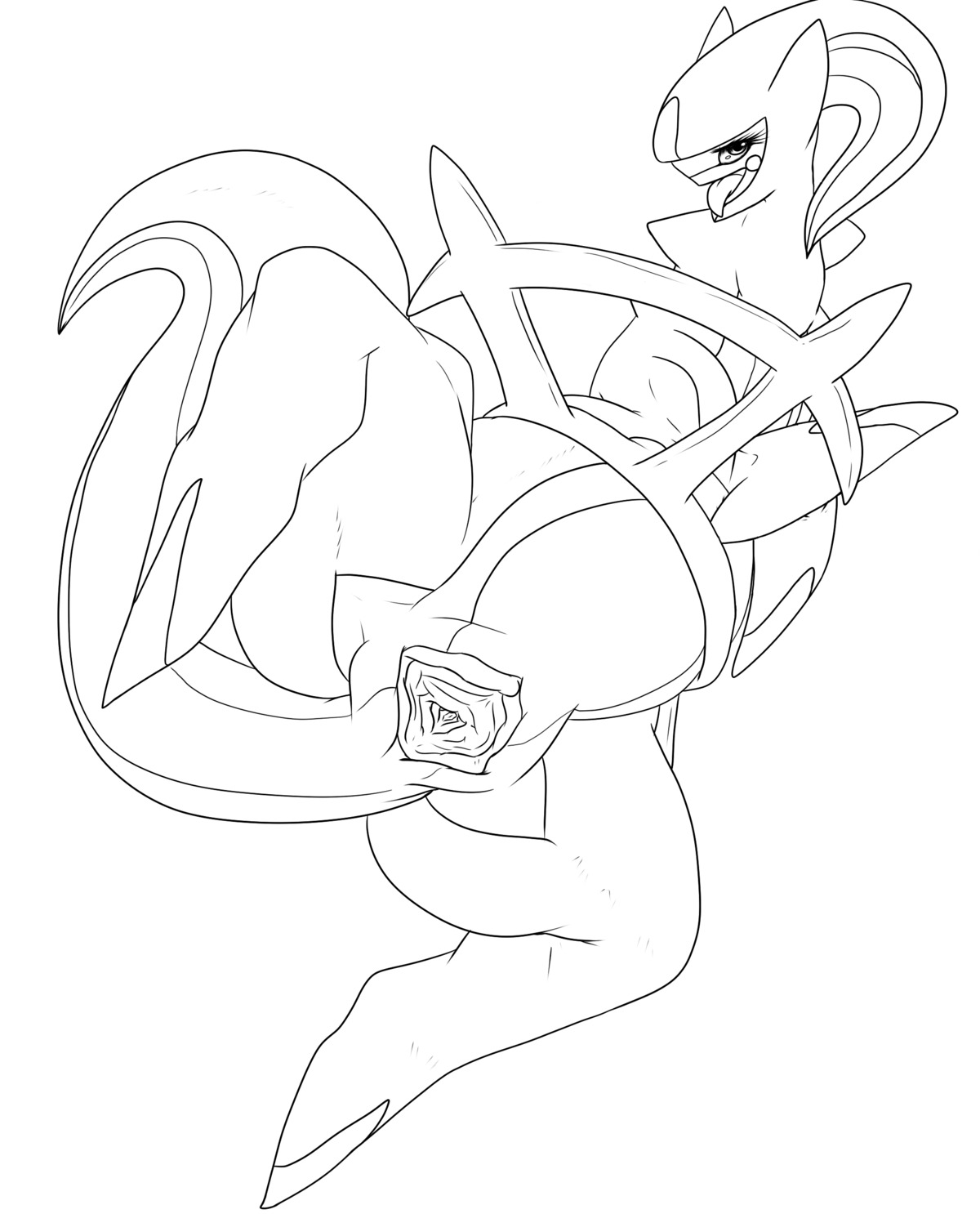arceus female female_only monochrome nudity pokemon pussy rule34 shikaro solo tail vagina vaginal vulva white_background