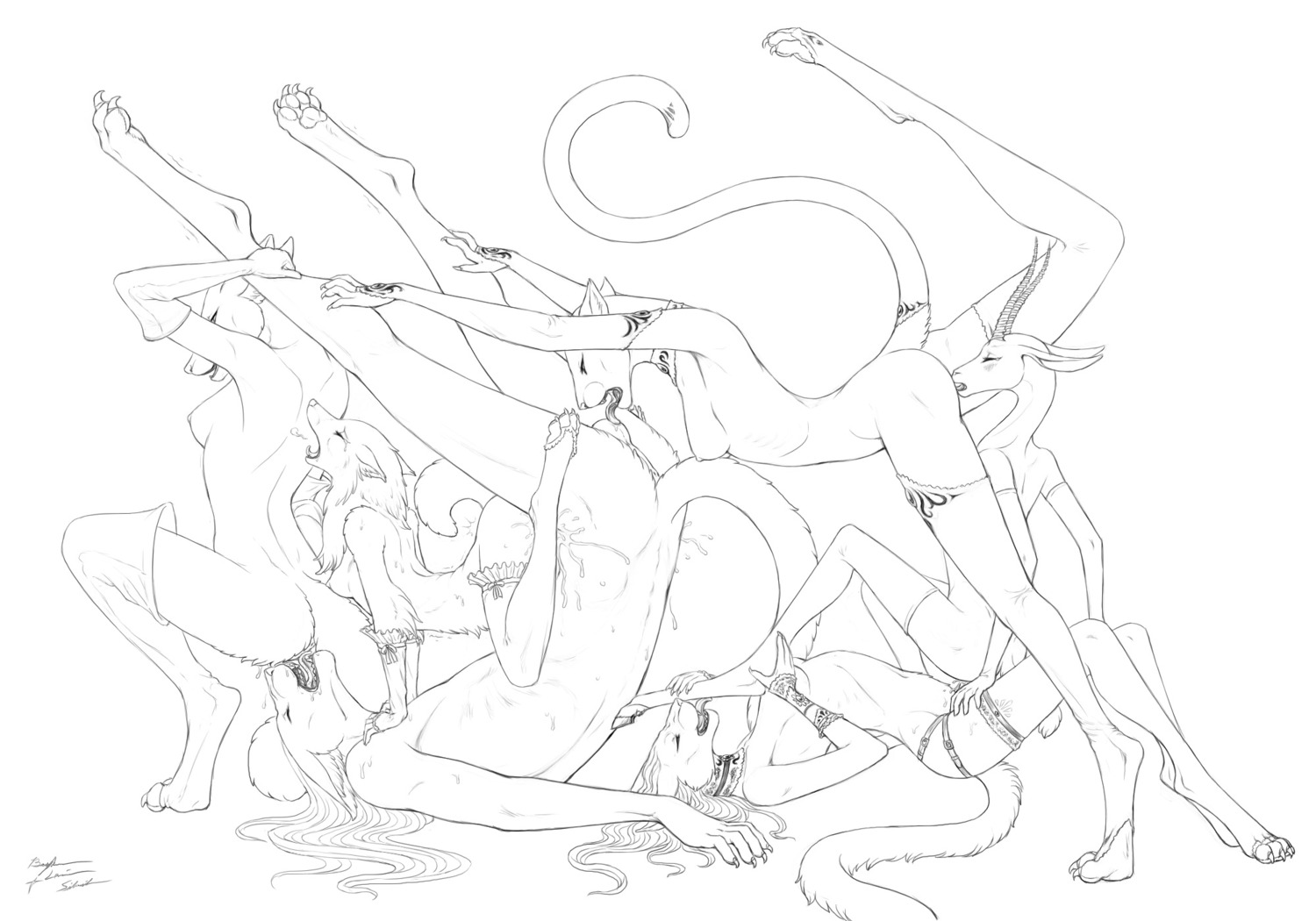 2012 antelope anthro anthro_on_anthro anus backsack bagheera balls bodily_fluids bovid breasts canid canine canis cum cum_inside cunnilingus domestic_dog e621 eyes_closed felid female female/female gazelle genital_fluids genitals group group_sex herding_dog hi_res horn hybrid leopard licking liger lion lying male male/female mammal maned_wolf messy monochrome nude on_back oral orgy pantherine pastoral_dog penetration raised_tail sex sheepdog shetland_sheepdog side_boob sketch spread_legs spreading tail thomson's_gazelle tongue tongue_out true_antelope upside_down vaginal vulva