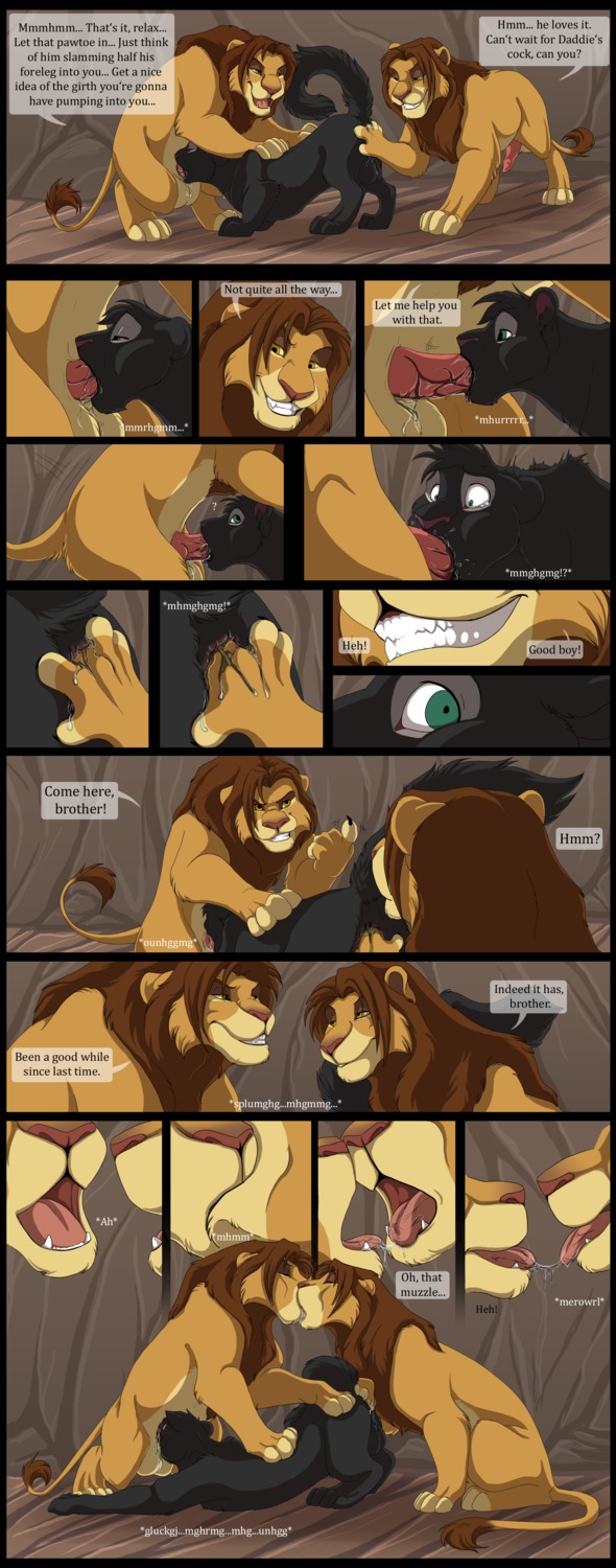 2014 absurd_res adongo anal anal_fingering anus apio backsack balls black_body black_fur bodily_fluids brother_(lore) brothers_(lore) butt comic dialogue e621 english_text erection eyes_closed felid fellatio feral feral_on_feral fingering forced fur genitals good_boy group group_sex hi_res incest_(lore) kissing lion male male/male male_penetrated male_penetrating male_penetrating_male mammal melanistic mirri multiple_scenes open_mouth oral oral_penetration outside outside_sex pantherine penetration penile penis saliva saliva_string sex shads sibling_(lore) smile teeth text the_shadow_of_light threesome tongue tongue_out trio twins_(lore) young