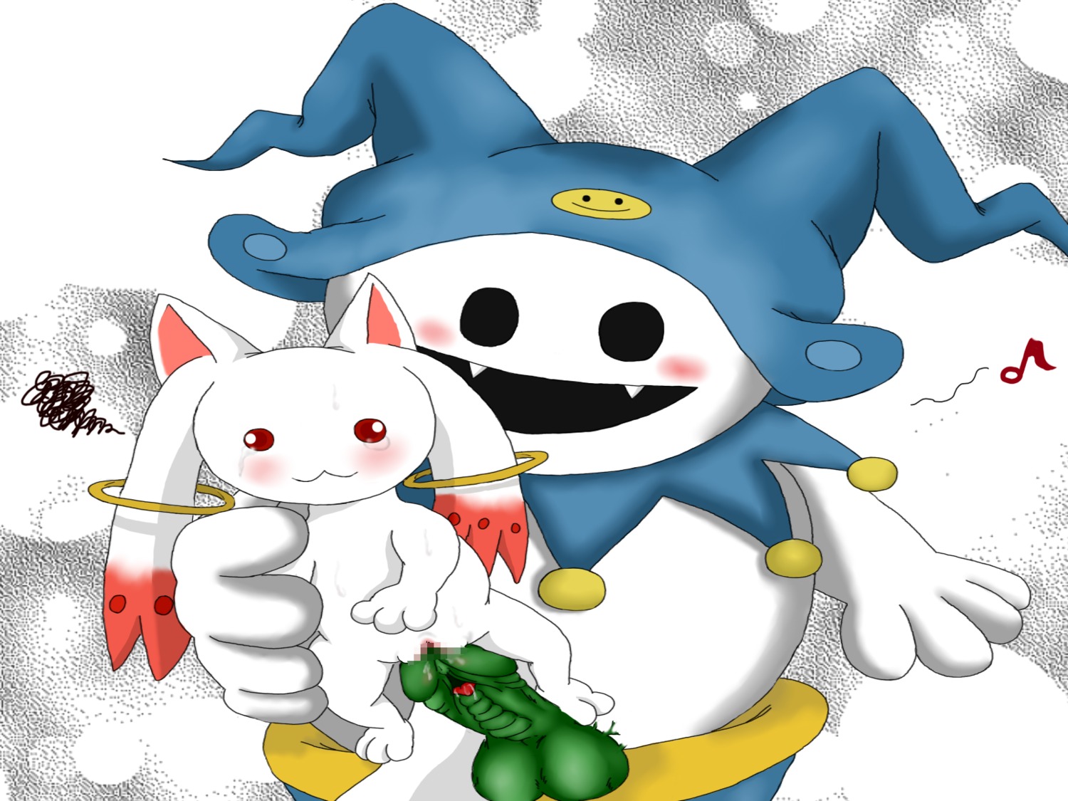 atlus censored crossover female jack_frost_(megami_tensei) kyuubee mahou_shoujo_madoka_magica mara_(megami_tensei) mascot megami_tensei puella_magi_madoka_magica rule34 rule_63