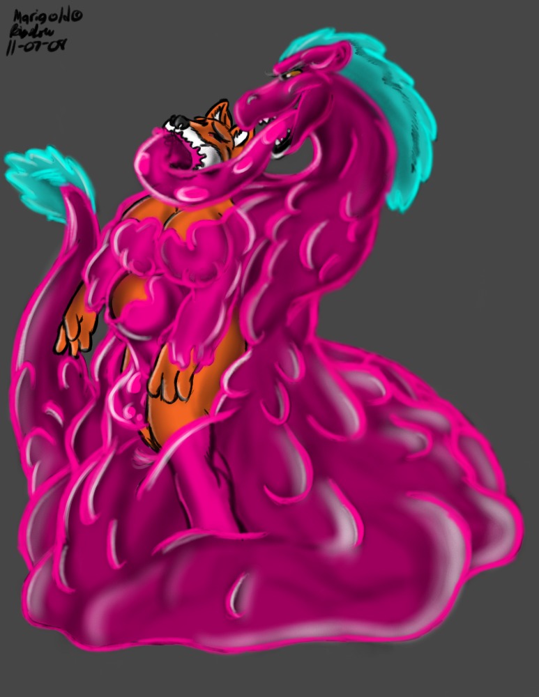 2009 ambiguous_gender anthro bigshow breasts canid canine duo e621 female forced fox goo_creature inflation long_tongue mammal marigold_(krina) rape sex tail tongue