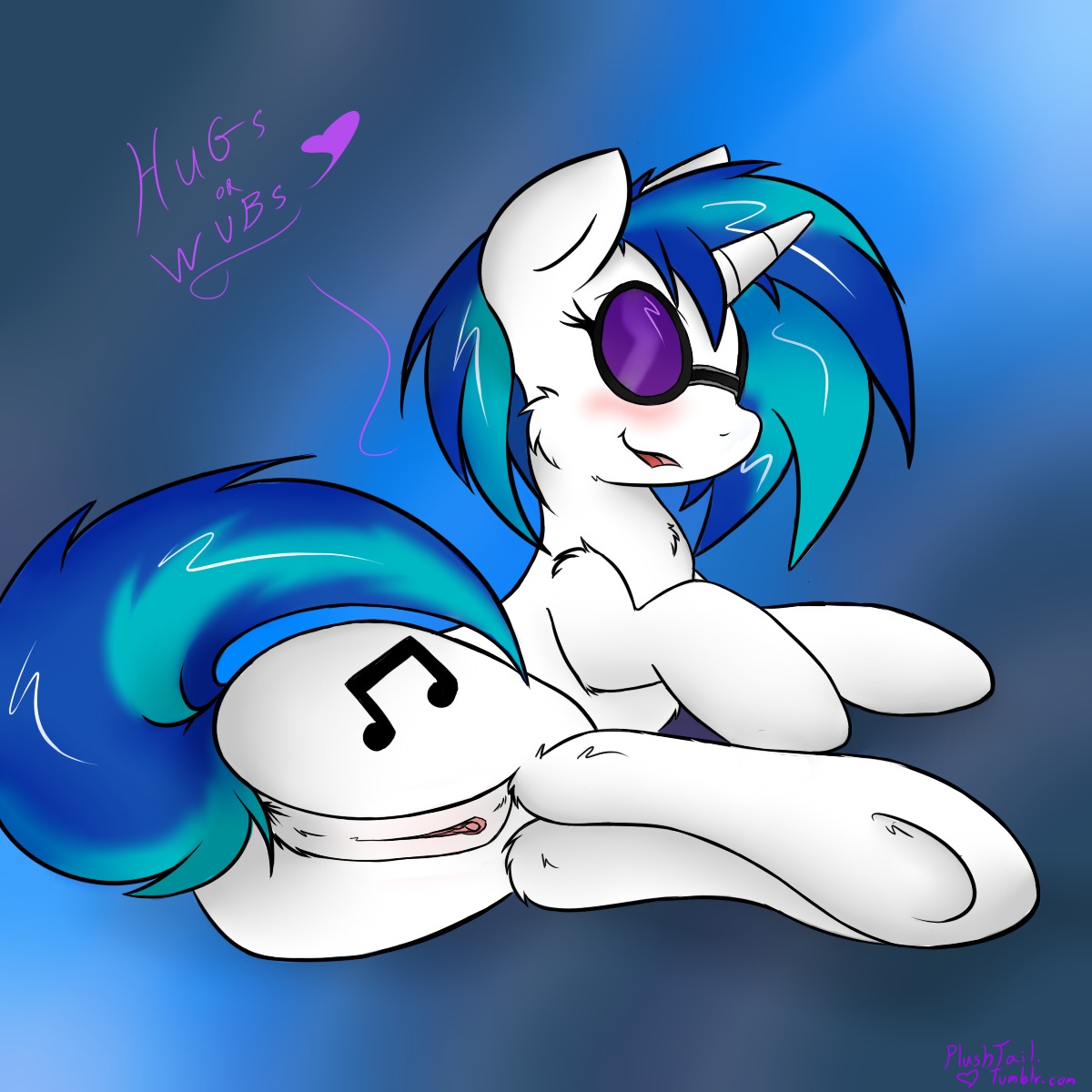 1:1 2013 anus blush butt cutie_mark e621 english_text equid equine eyewear female feral friendship_is_magic genitals hair hasbro heart_symbol hi_res horn lying mammal multicolored_hair my_little_pony mythological_creature mythological_equine mythology nude on_side plushtail simple_background solo sunglasses tail text two_tone_hair unicorn vinyl_scratch_(mlp) vulva