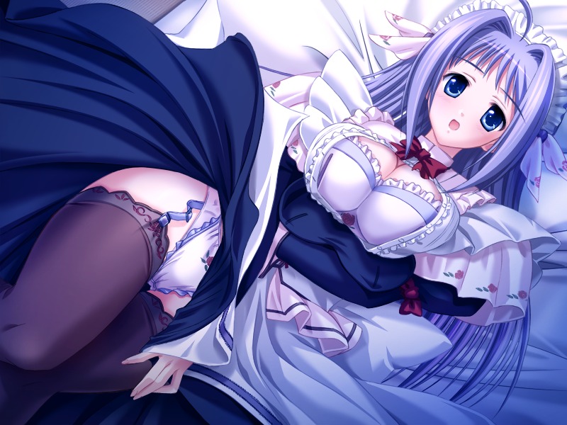 1girls atelier_kaguya breasts cg eroge female game_cg honky-tonk_pumpkin maid nonomiya_sumire ore_to_kanojo_wa_shujuu_na_kankei rule34 solo tagme