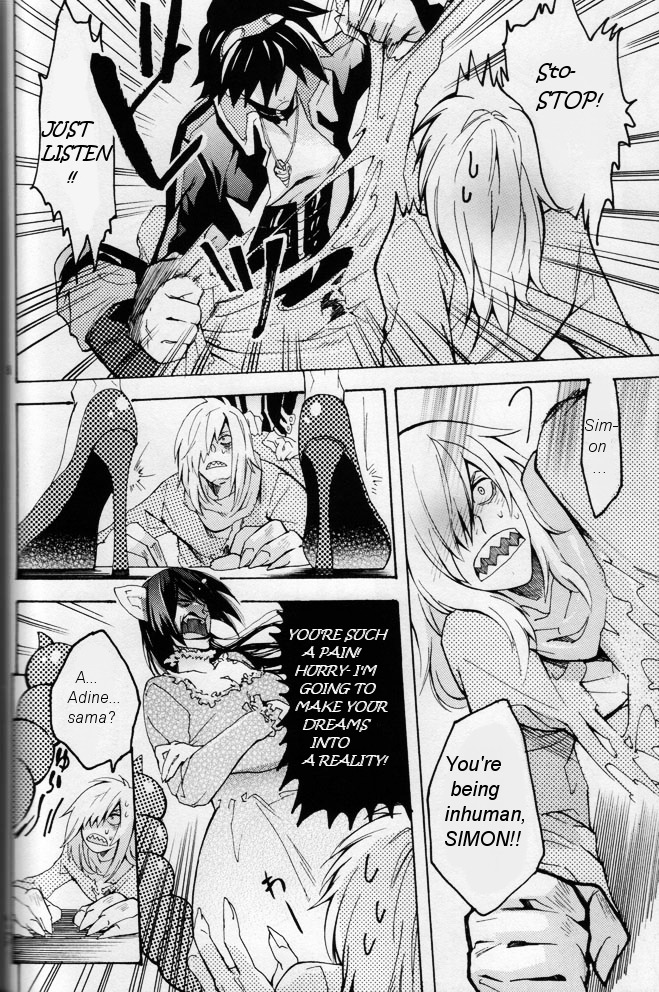 2boys adiane comic crossdressing forced_yaoi gay goggles male male_only monochrome multiple_boys multiple_males open_clothes open_shirt rule34 shirt simon_(tengen_toppa_gurren_lagann) tengen_toppa_gurren_lagann text torn_clothes translated viral yaoi
