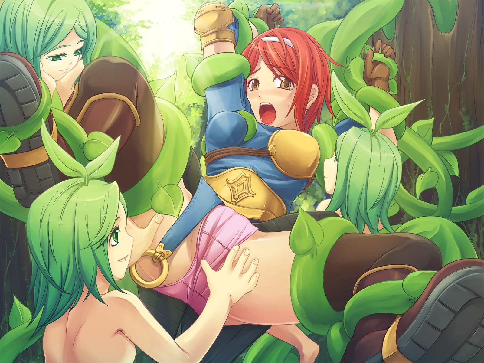 archer archer_(ragnarok_online) breasts clothing female moonshell panties parasite parasite_(ragnarok_online) plant plant_girl ragnarok_online rule34 small_breasts stockings tagme yuri