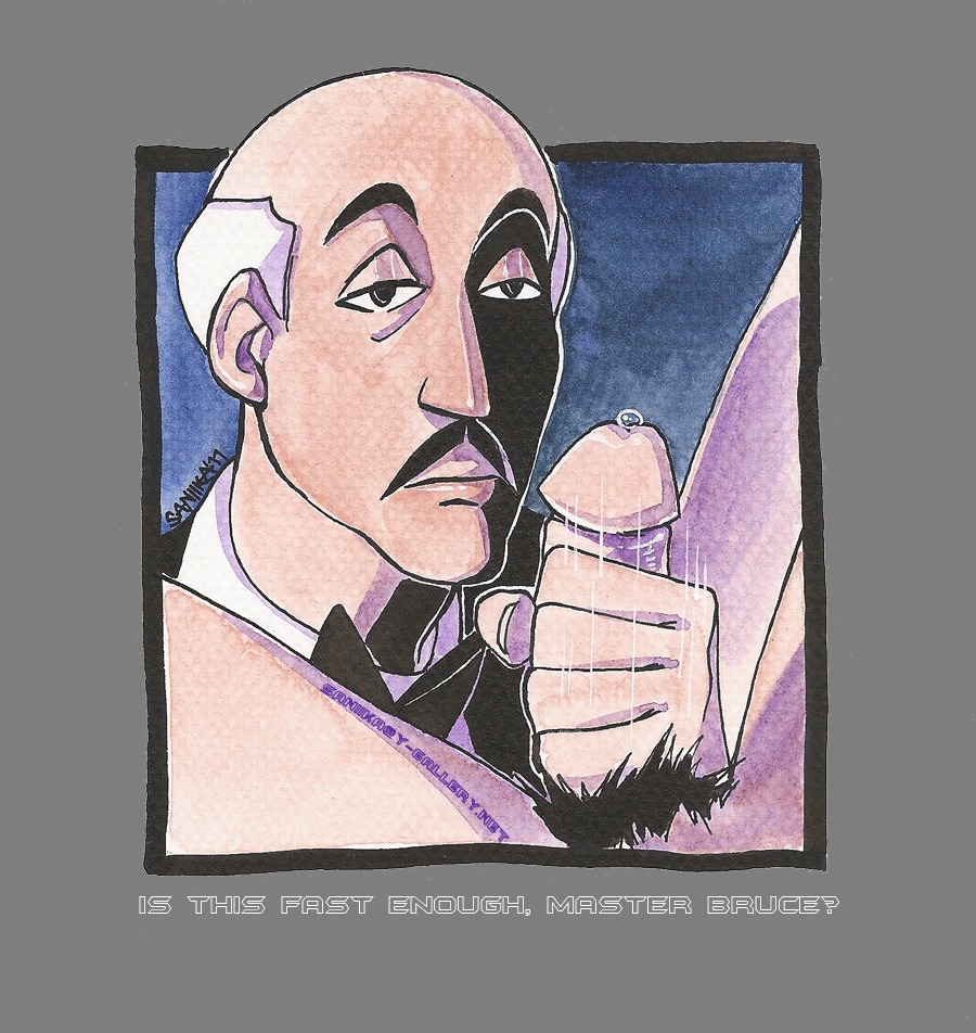 alfred_pennyworth batman batman:_the_animated_series batman_(bruce_wayne) batman_(series) bruce_wayne dc dc_comics dcau erection gay handjob holding_penis jerkingoff_another male male_only masturbating_other motion_lines multiple_boys multiple_males mustache penis precum_bubble pubes pubic_hair rule34 stroking_cock tagme yaoi