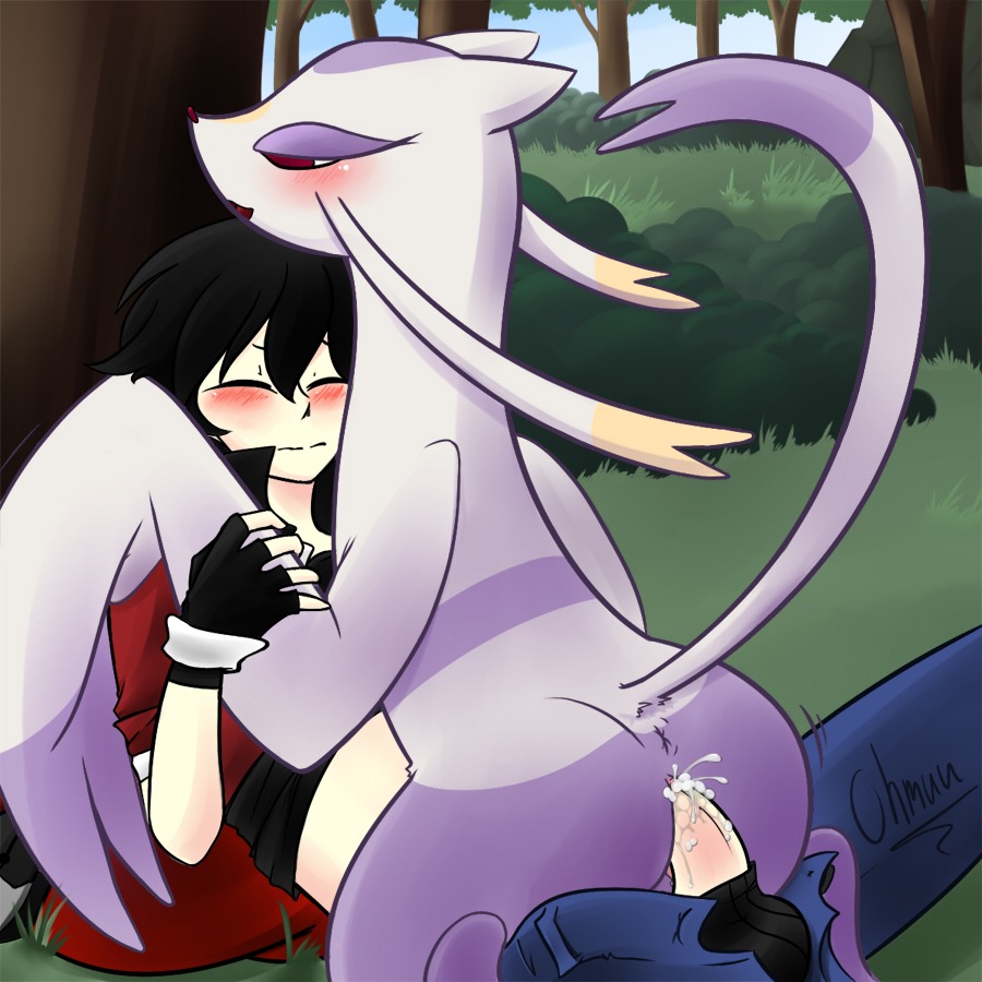 anus ass blush clothes color cum day female feral fur human insertion interspecies male mienshao nude outdoors penis pokemon pokephilia raised_tail rule34 sex straight tagme tail