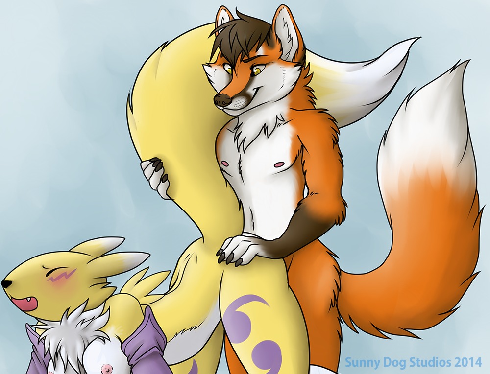 anthro areola bandai_namco black_nose blush breasts canid canine chest_tuft clothing digimon digimon_(species) duo e621 english_text eyes_closed female female_penetrated fluffy fluffy_tail fox from_behind_position fur gloves handwear hanging_breasts male male/female male_penetrating male_penetrating_female mammal nipples noktivus nude open_mouth orange_body orange_fur penetration pyropaws renamon sex tail tail_grab tail_on_shoulder text tuft werefox_(character) white_body white_fur yellow_body yellow_fur