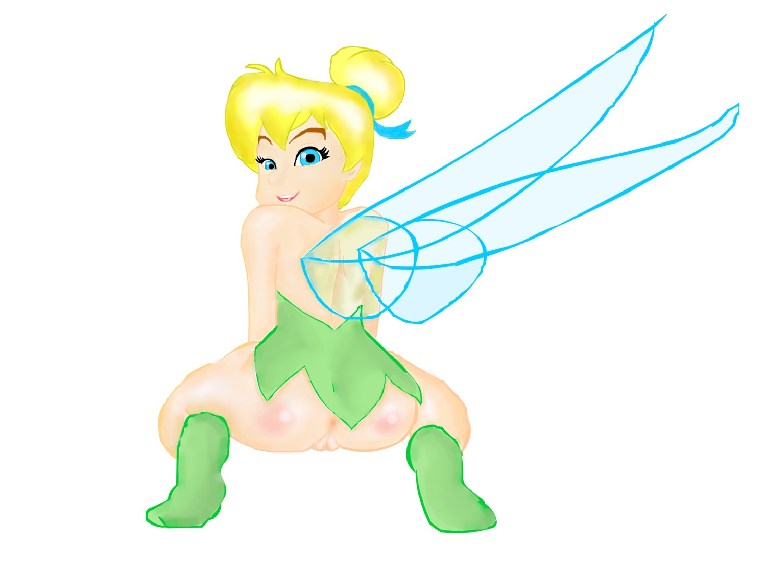 1girls anus bottomless disney fairy female gkg pussy rule34 solo tinker_bell wings