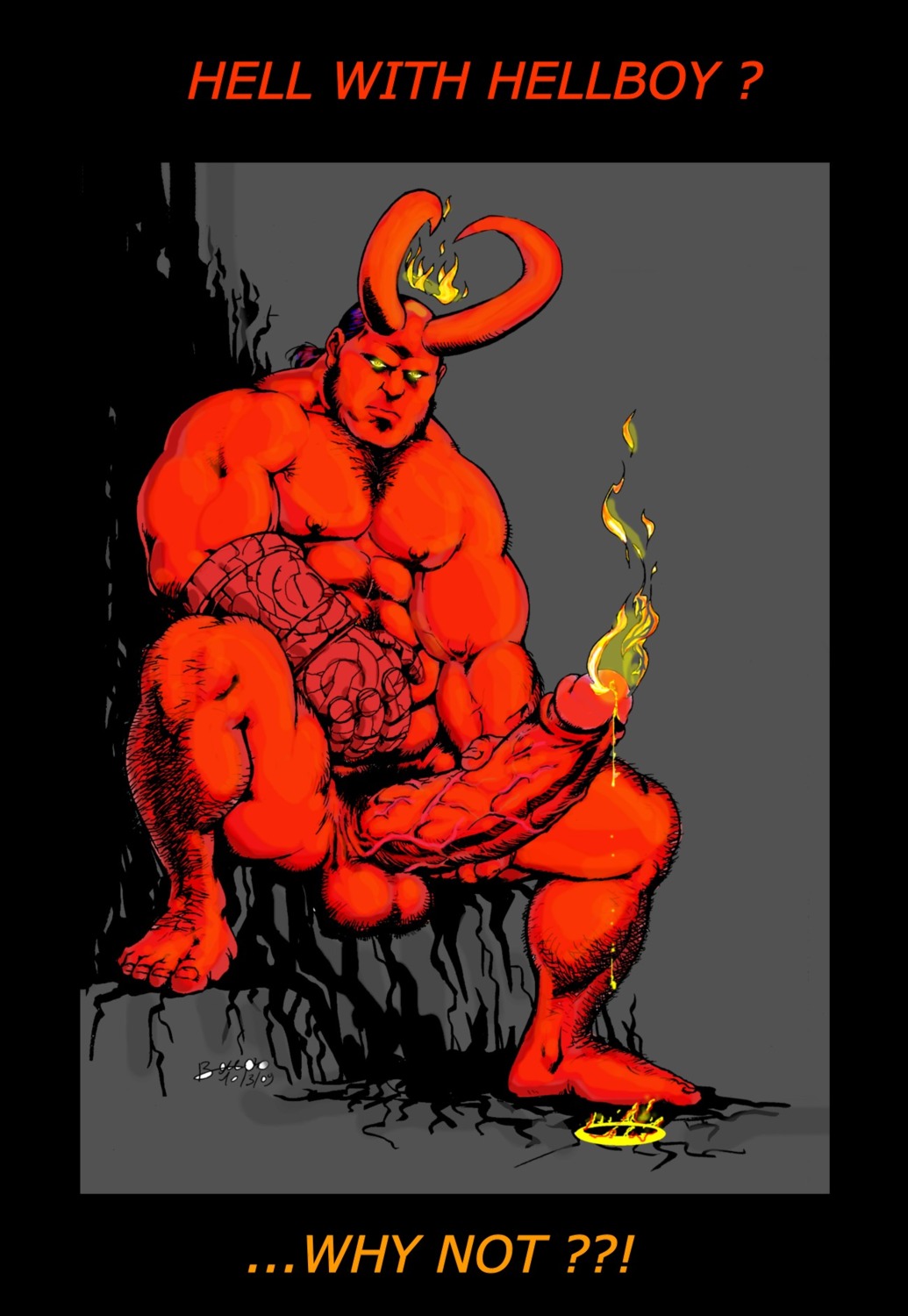 boner dark_horse erection hellboy hellboy_(series) male male_only nude penis red_skin rule34 solo solo_male