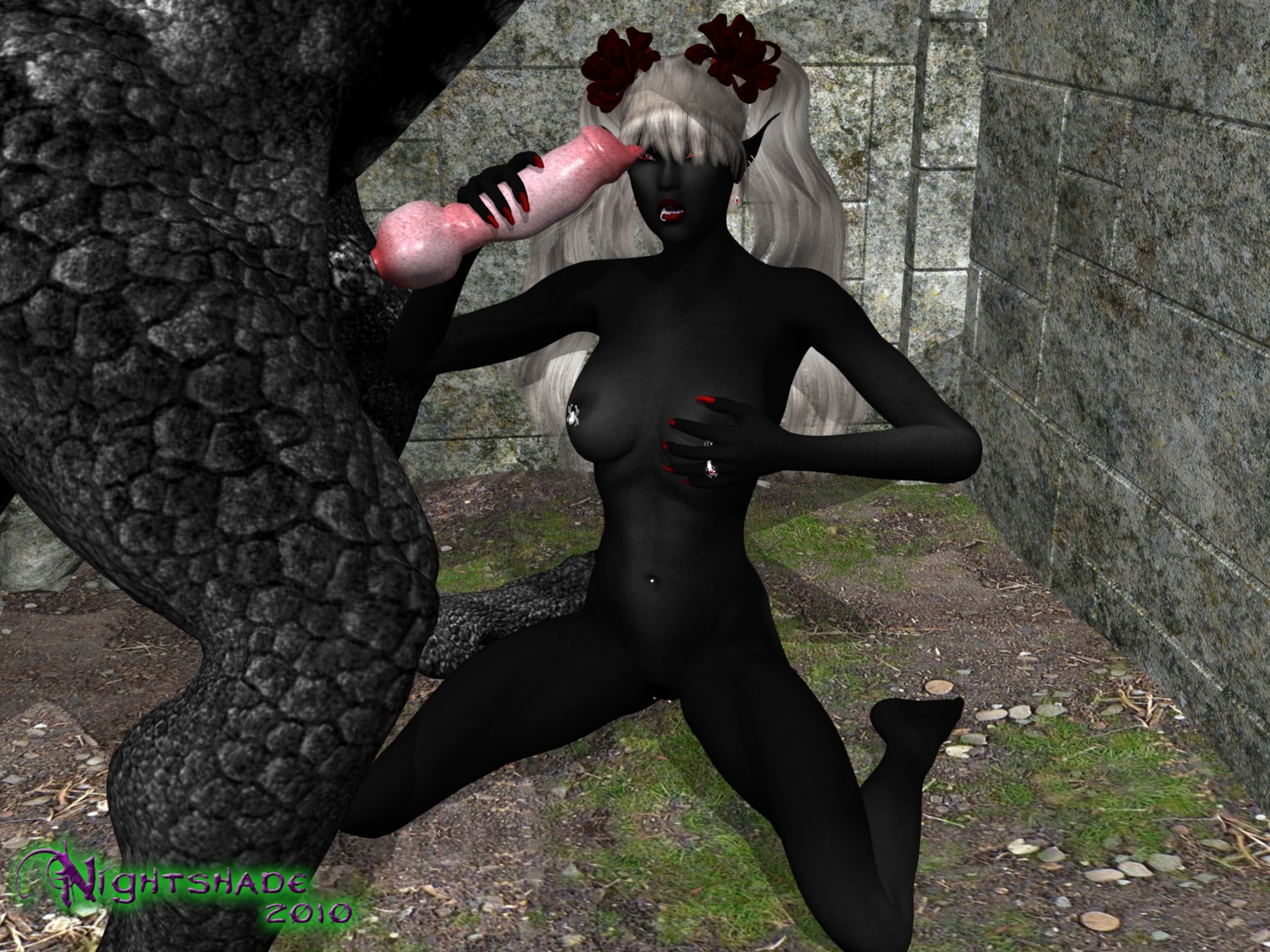 2010 3d_(artwork) 4:3 animal_genitalia animal_penis bestiality black_lotus breasts canine_genitalia canine_penis digital_media_(artwork) dragon drow duo e621 elf erection faceless_character faceless_male female female_focus female_on_feral feral genitals hair handjob hi_res humanoid humanoid_on_feral interspecies kneeling knot male male/female male_on_humanoid mythological_creature mythological_scalie mythology nipples not_furry_focus nude penile penis piercing scalie sex solo_focus white_hair