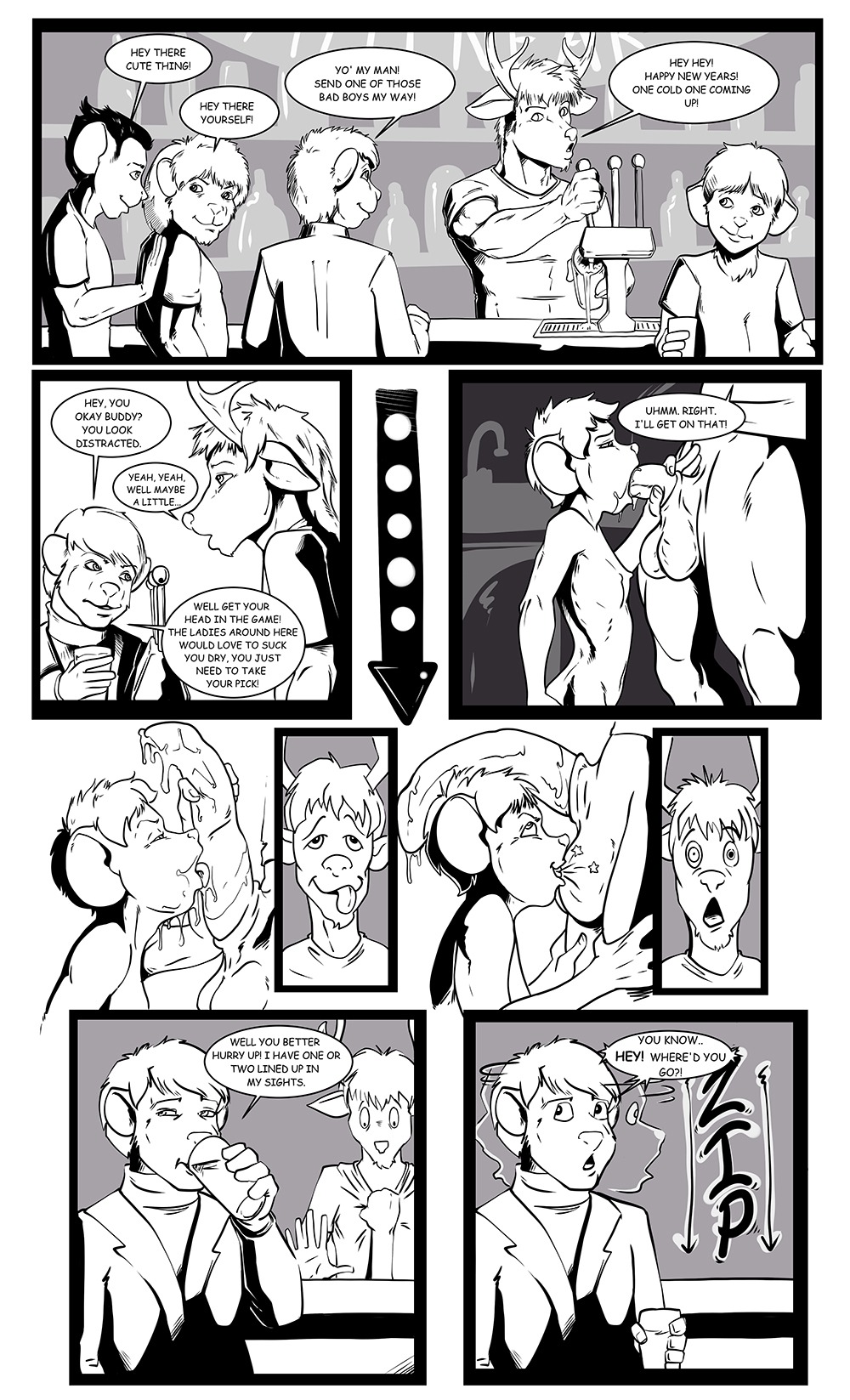 alcohol anthro antlers ball_bite beverage bite bodily_fluids comic cum cum_on_chin cum_on_penis deep_throat deer e621 english_text erection fellatio female flat_chested food fucked_silly genital_fluids genitals group hair hi_res horn licking male male/female mammal monochrome mouse murid murine nude oral oral_penetration penetration penile penis penis_lick penis_on_head rodent sex shane_nelson shayla_the_pink_mouse short_hair text tongue tongue_out